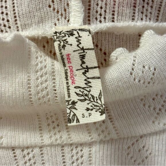 Intimately Free People Cream Ruffled Cropped Crop Shirt Top Tee Size S - Picture 5 of 7